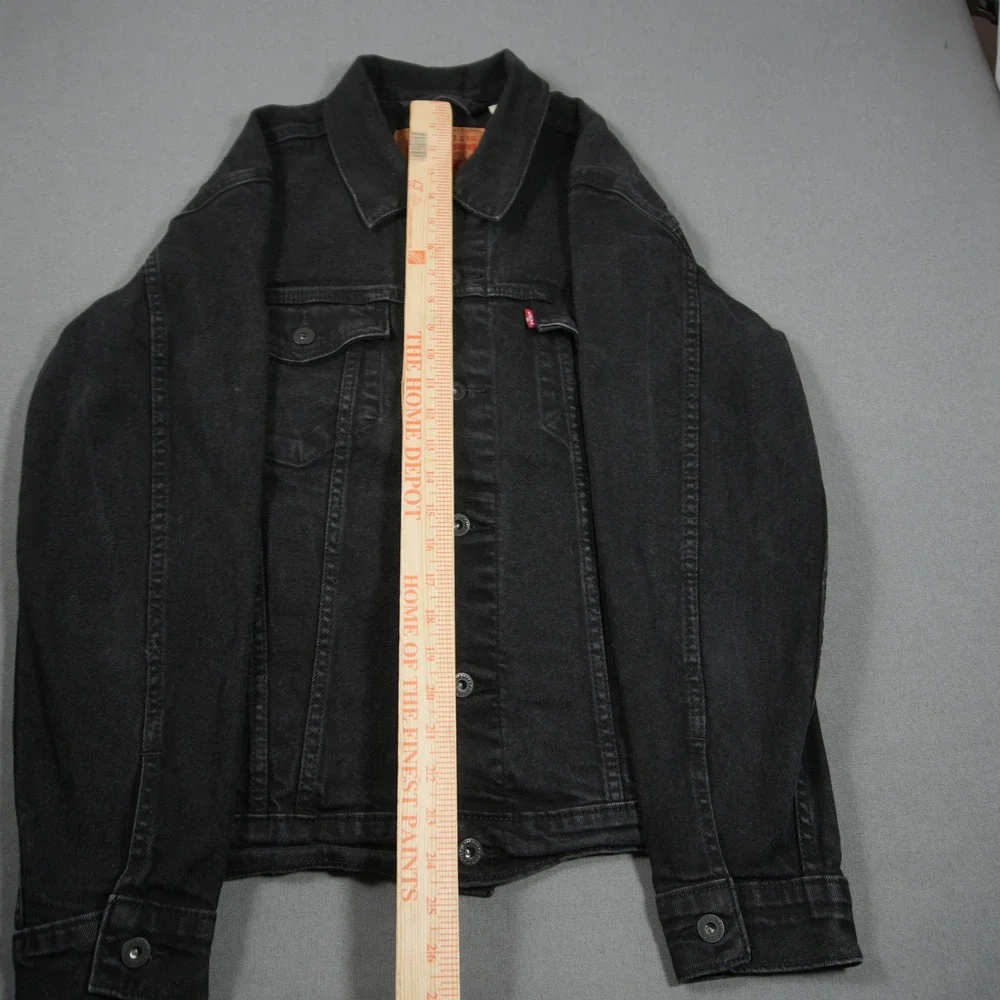 Levi's Black Denim Trucker Jean Work Moto Men Jacket M Type 3 Western